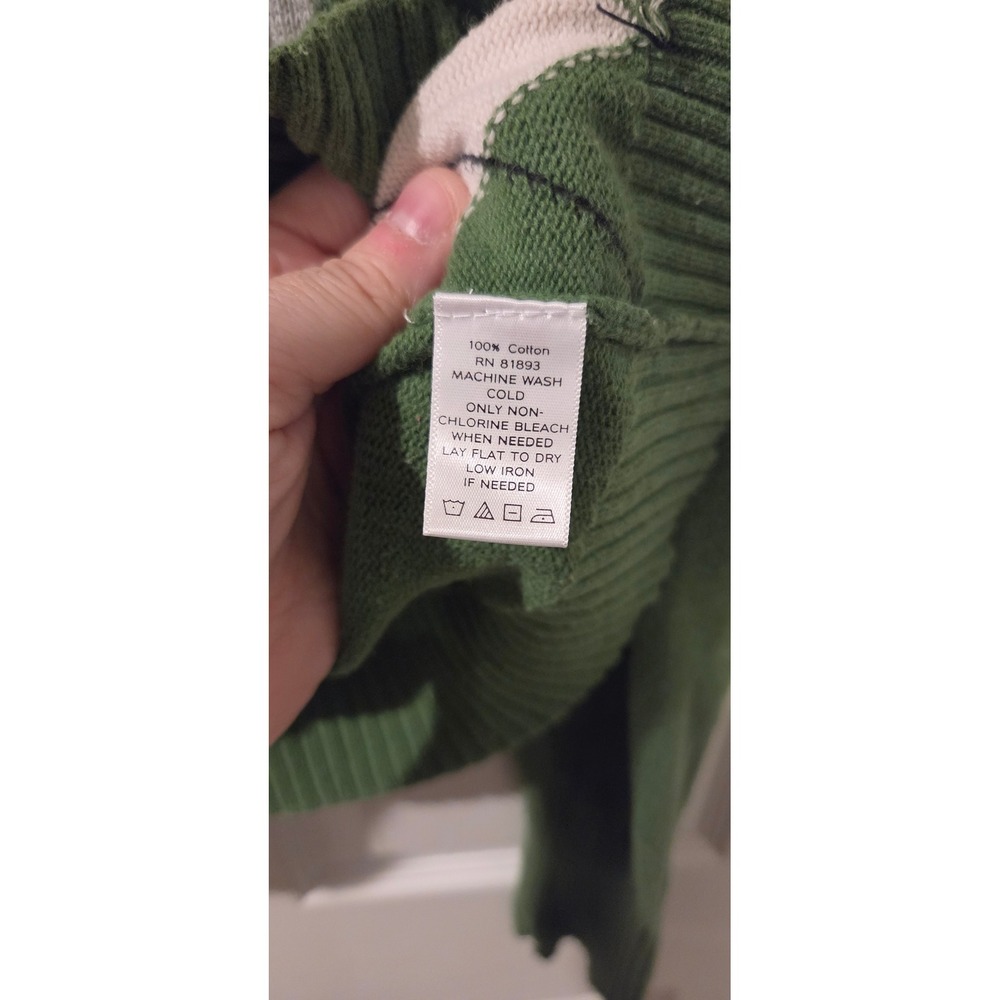 Denim & Co XL Green Argyle Cardigan 100% Cotton Preppy Grandpa Academia Sweater - Picture 4 of 7